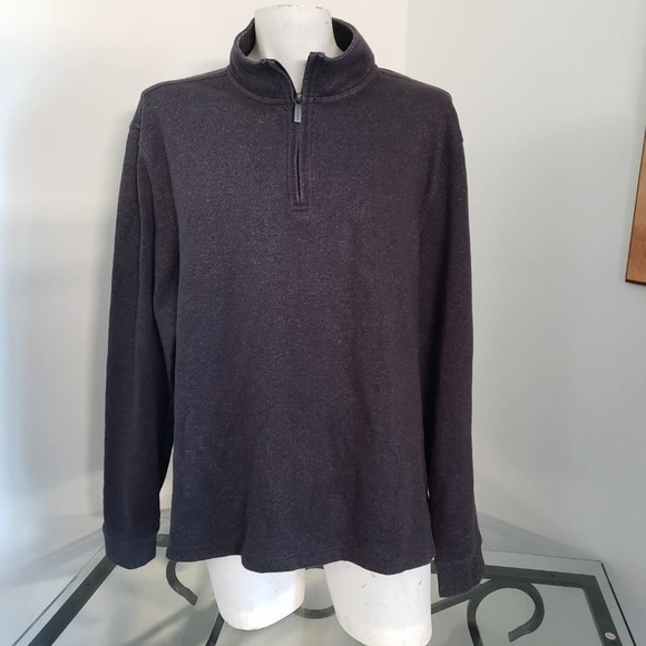 Men's Van Heusen Heather Gray Flex Mock Neck Long Sleeve 1/4 Zip Polo Sz XL - Picture 6 of 10